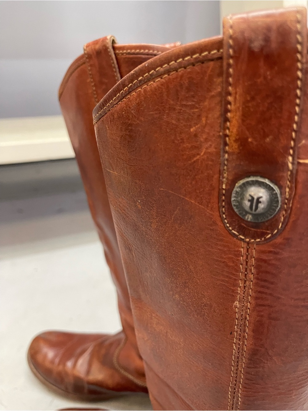 Frye Tall Leather Riding Boots - Chestnut Brown - Picture 5 of 7